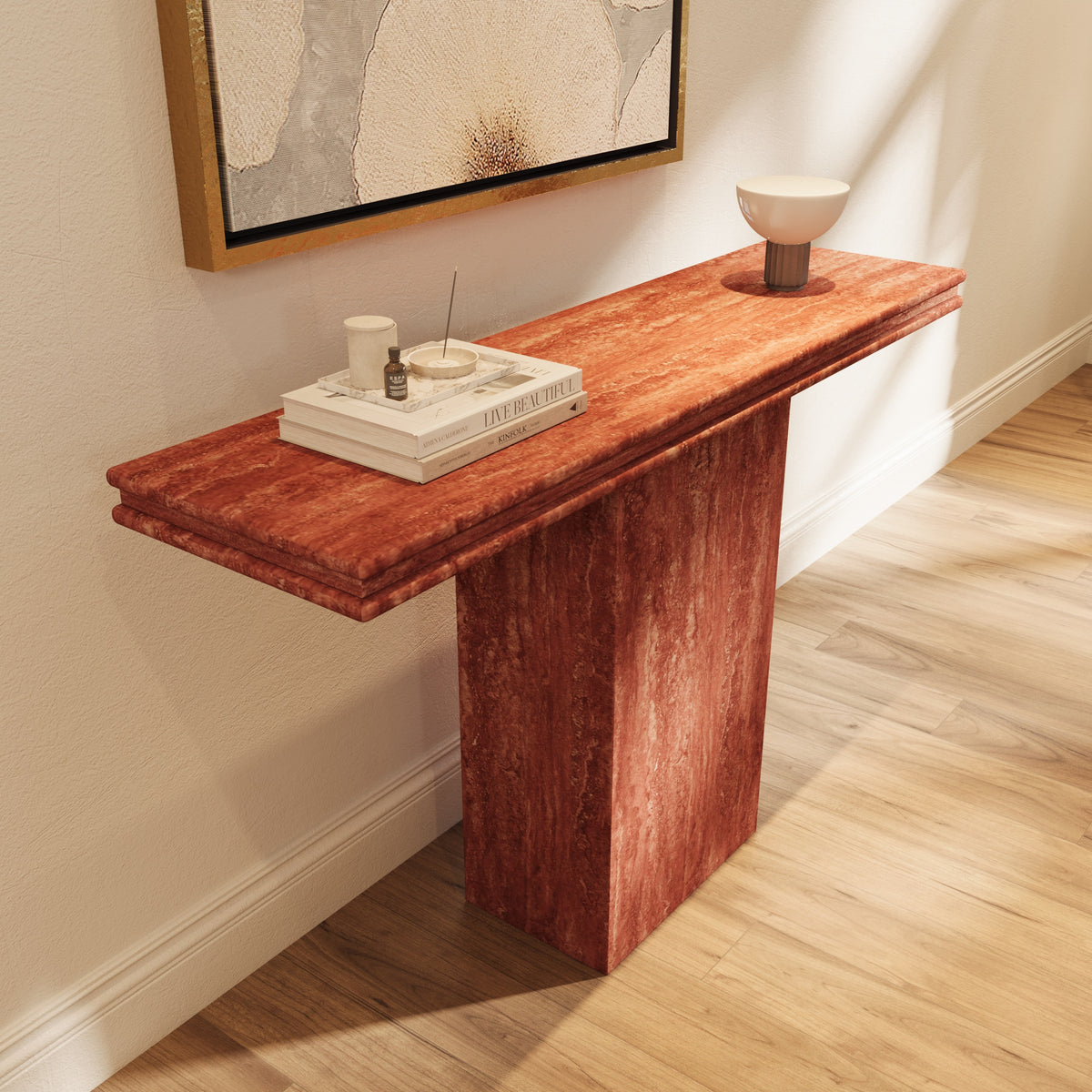 Margot Red Travertine Console
