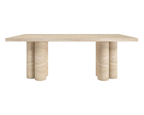 HAND CRAFTED ORGANIC TRAVERTINE DINING TABLE WITH 6 LEGS