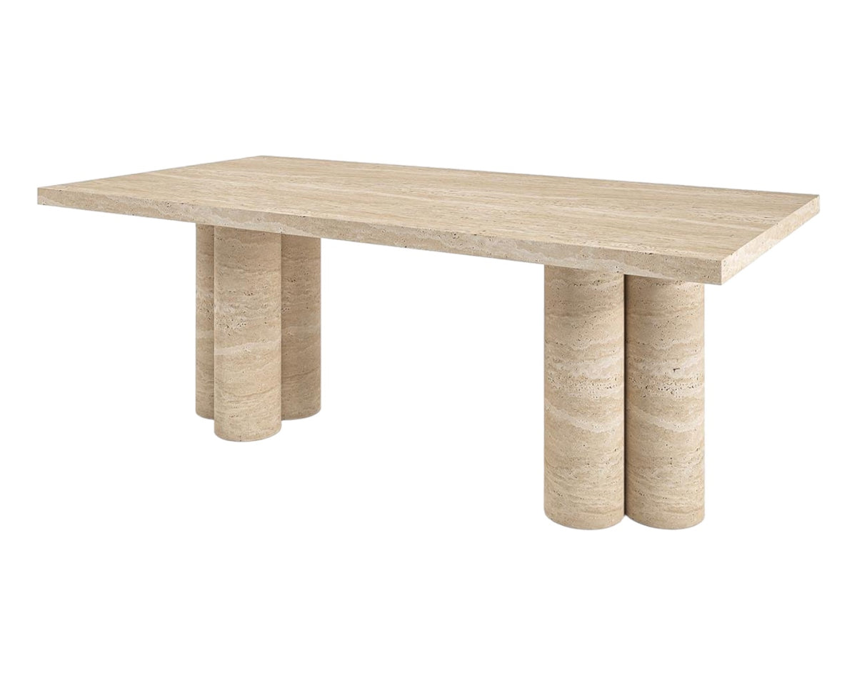 HAND CRAFTED ORGANIC TRAVERTINE DINING TABLE WITH 6 LEGS