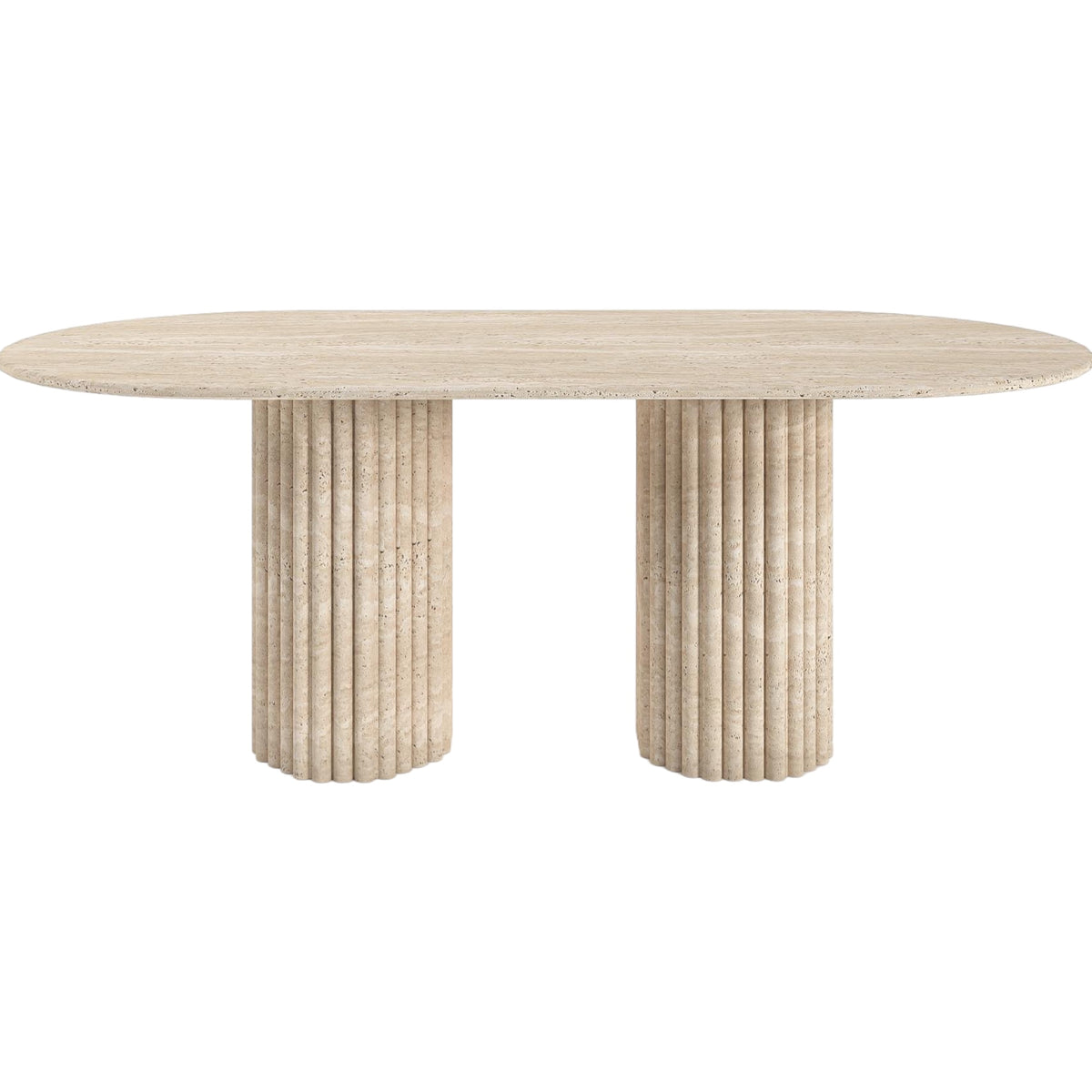 LORENZO HAND CRAFTED ORGANIC OVAL TRAVERTINE DINING TABLE