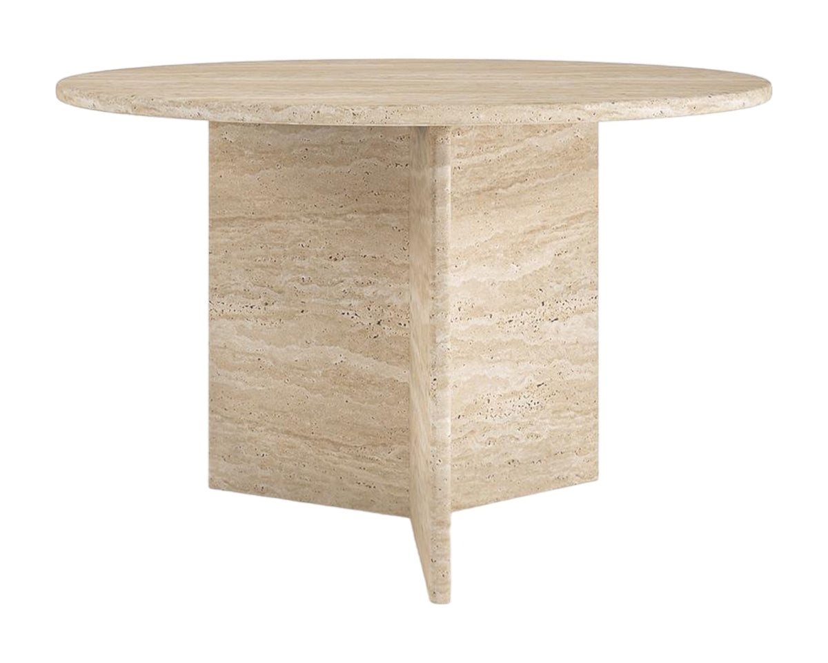 ANDREA HAND CRAFTED ORGANIC TRAVERTINE ROUND DINING TABLE