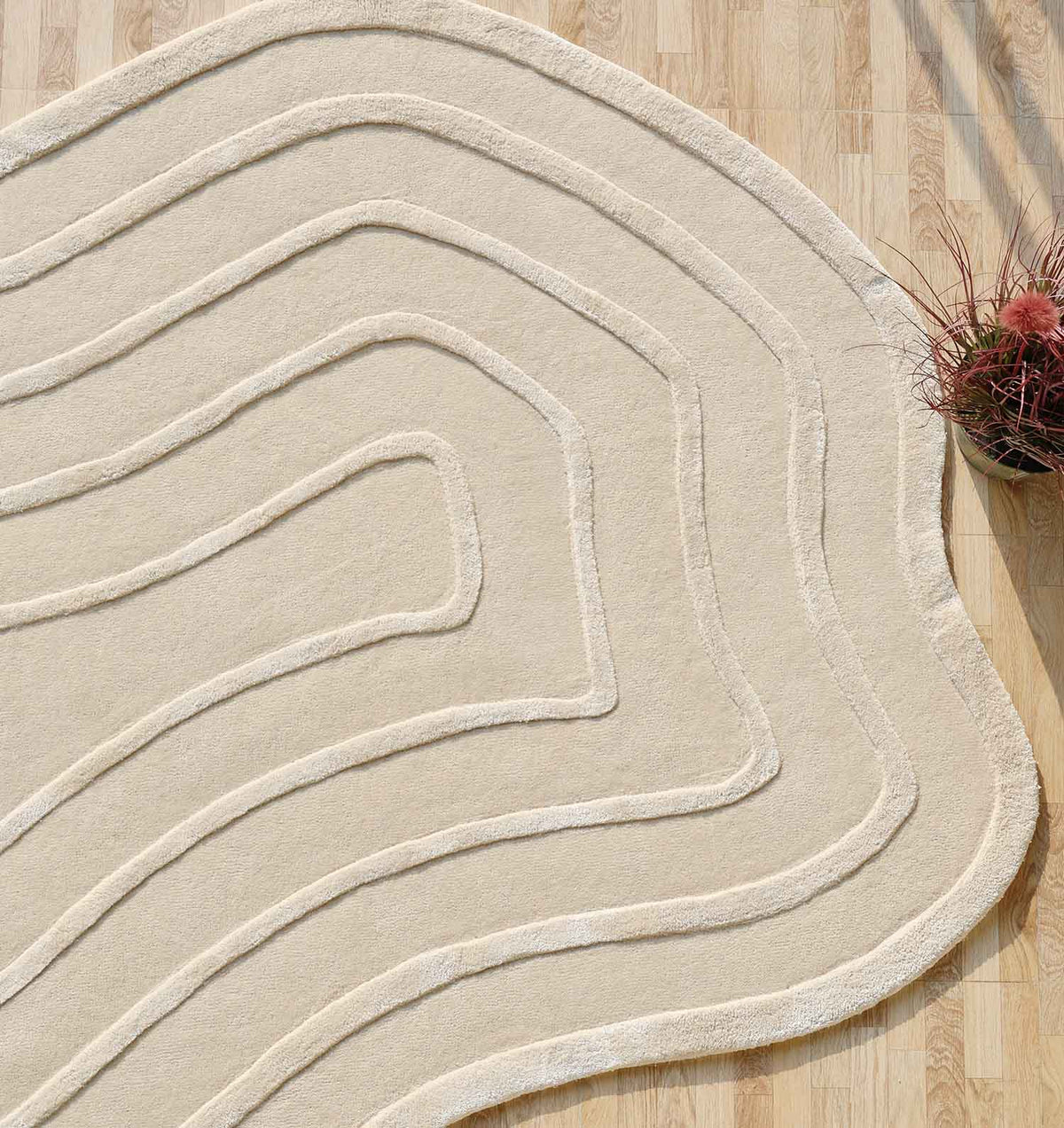 HAND MADE WILLOW OFF WHITE IRREGULAR RUG 200X300CM