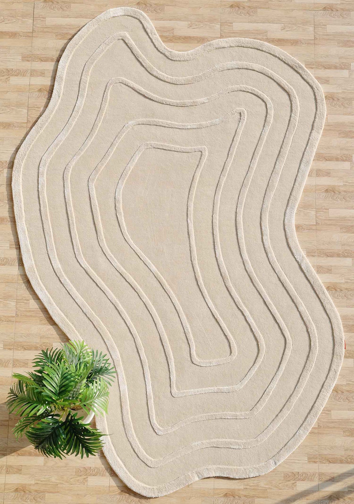 HAND MADE WILLOW OFF WHITE IRREGULAR RUG 200X300CM