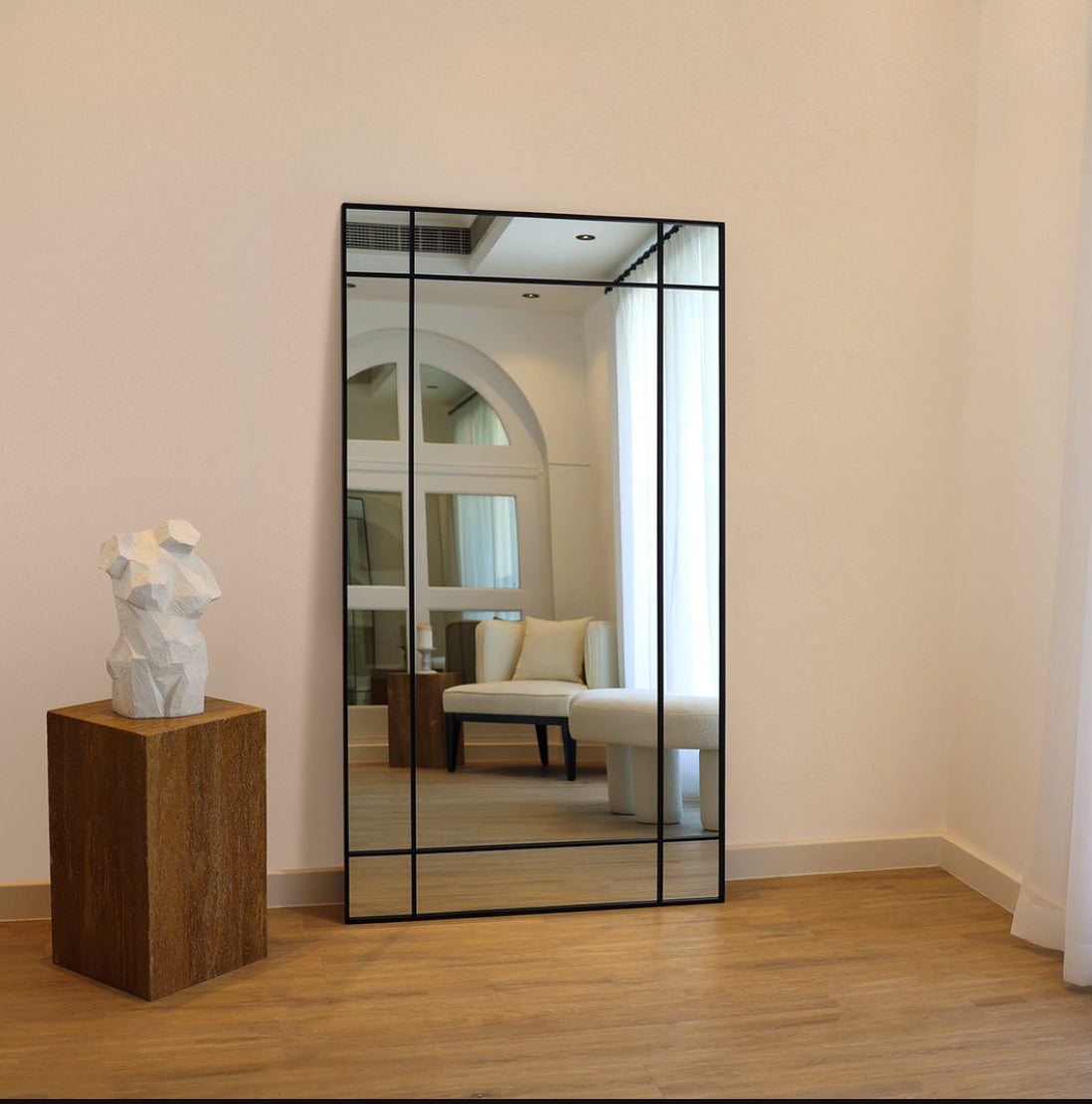 ISAAC- FULL LENGTH BlACK CONTEMPORARY METAL RECTANGULAR 180CM X 100CM