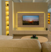 Celine Bespoke TV Media Wall With Travertine