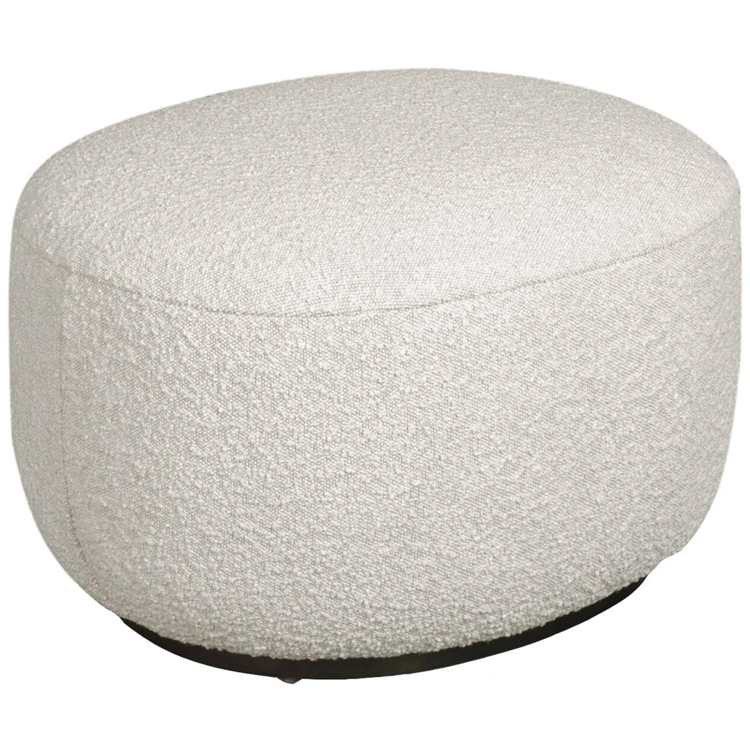 HAND CRAFTED THEO WHITE BOUCLE ROUND POUF/OTTOMAN