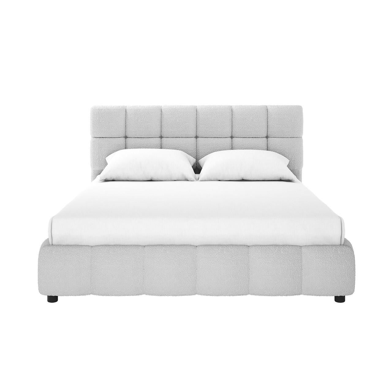 CARLA GREY LOW PROFILE TUFTED BOUCLE BED