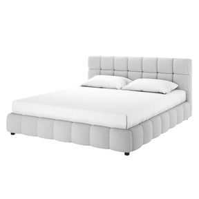 CARLA GREY LOW PROFILE TUFTED BOUCLE BED