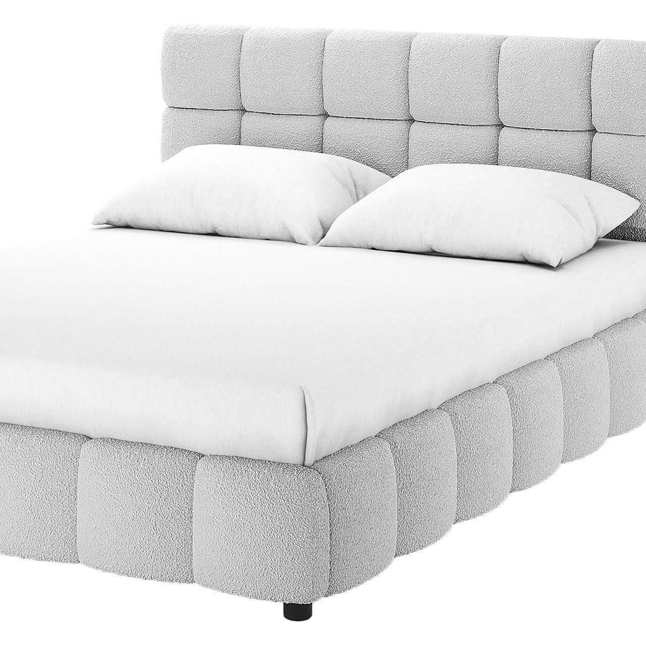 CARLA GREY LOW PROFILE TUFTED BOUCLE BED