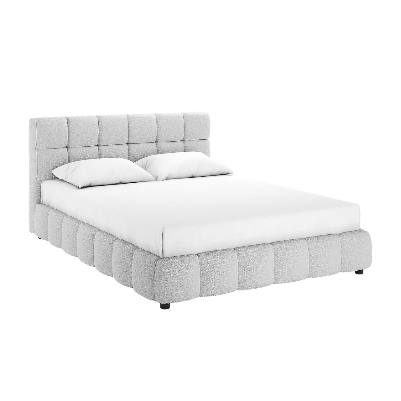 CARLA GREY LOW PROFILE TUFTED BOUCLE BED