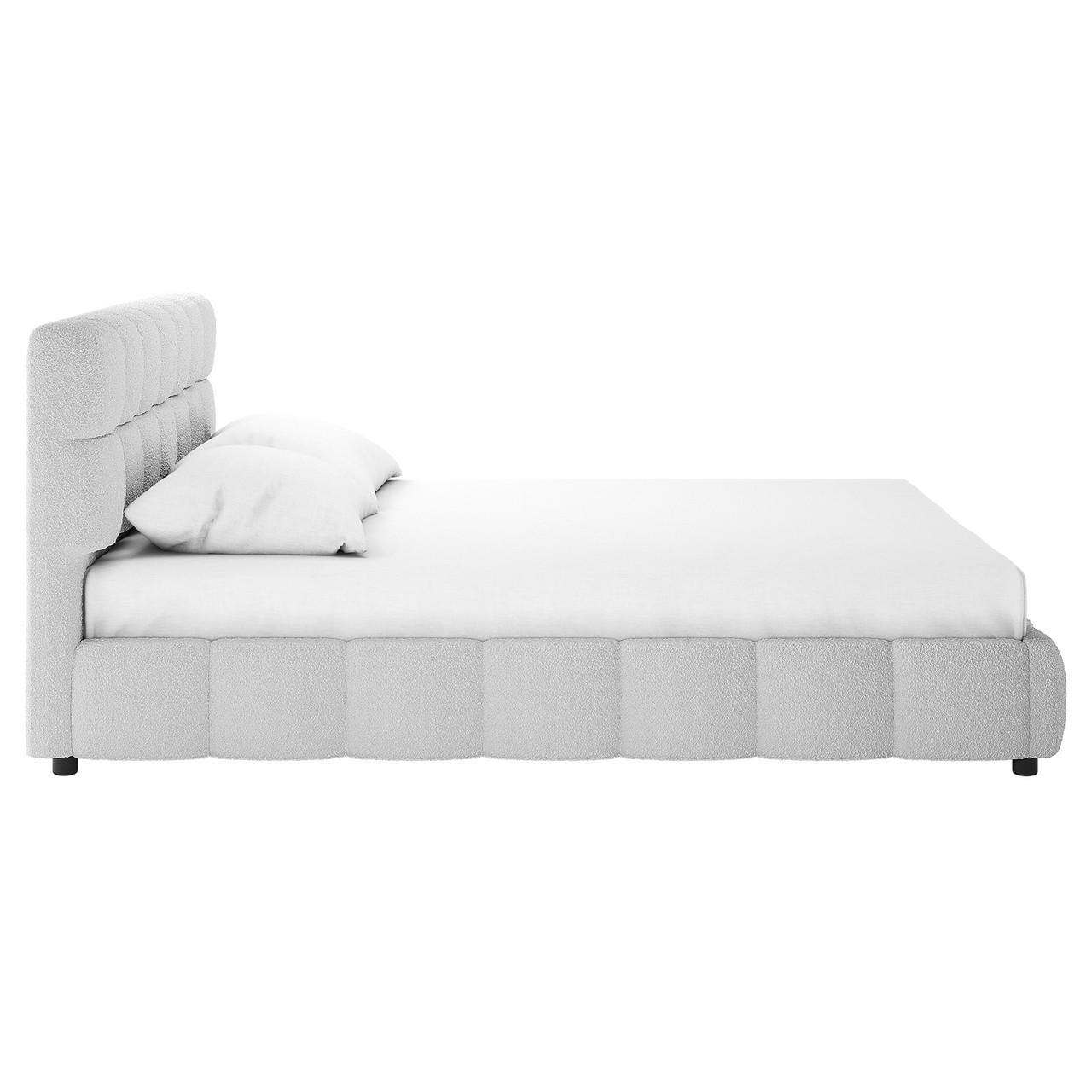 CARLA GREY LOW PROFILE TUFTED BOUCLE BED