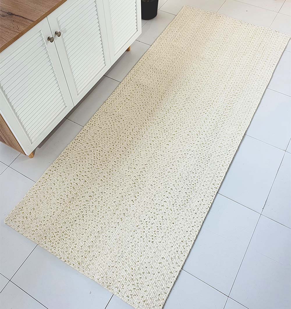 Hand Made Braided Rug Natural White & Gold (2 Sizes)