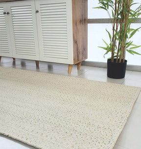 Hand Made Braided Rug Natural White & Gold (2 Sizes)