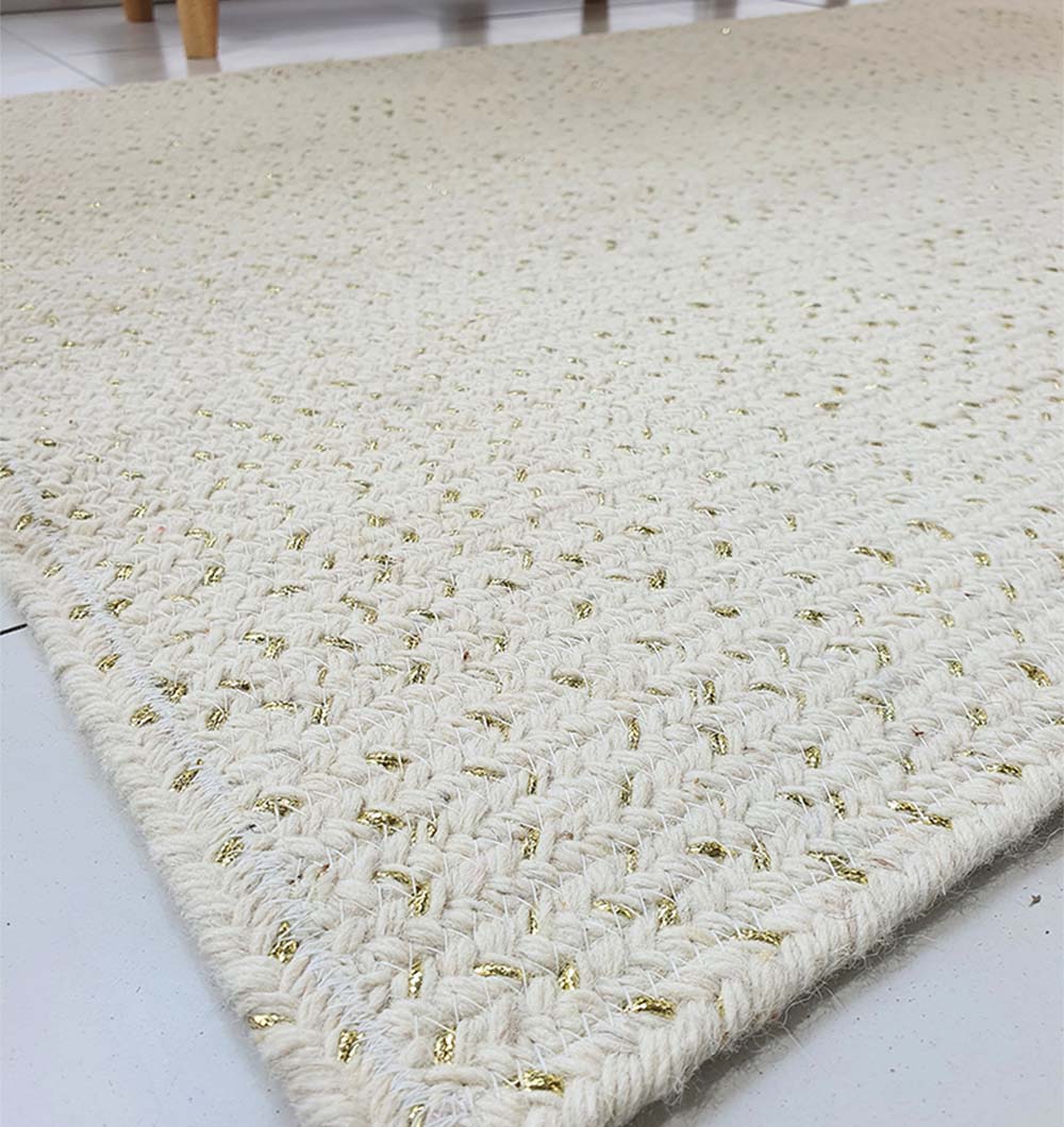 Hand Made Braided Rug Natural White & Gold (2 Sizes)