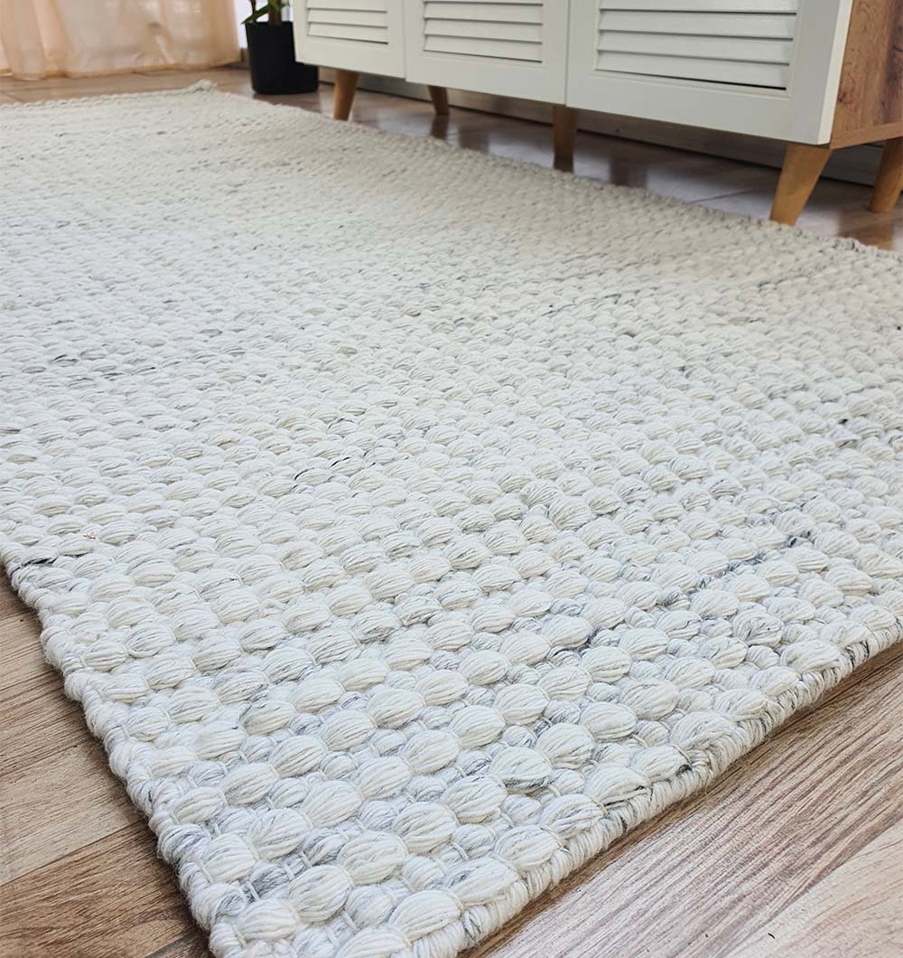 Handmade White Woven Rug For Home Decor (5 Sizes)