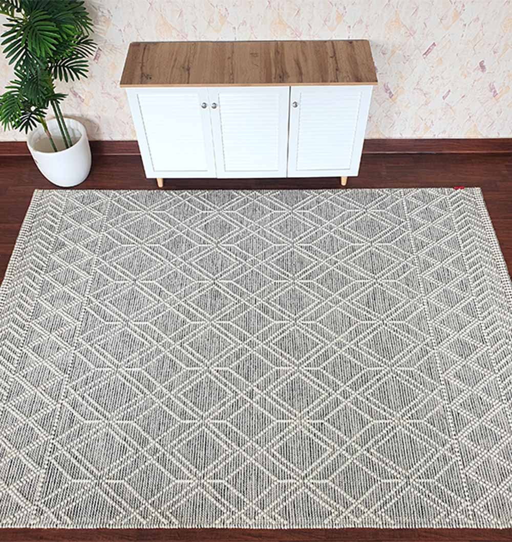 Hand Made Wool & Cotton Living Room Woven Rug (6 Sizes)