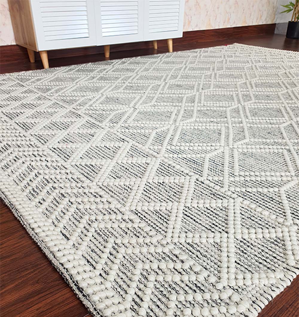 Hand Made Wool & Cotton Living Room Woven Rug (6 Sizes)