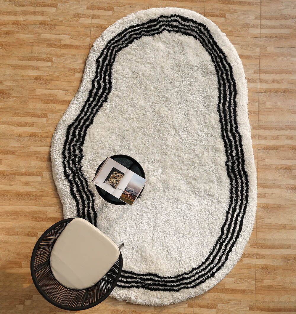 Elena White & Black Irregular Shaggy Rug 20OCM X 300CM