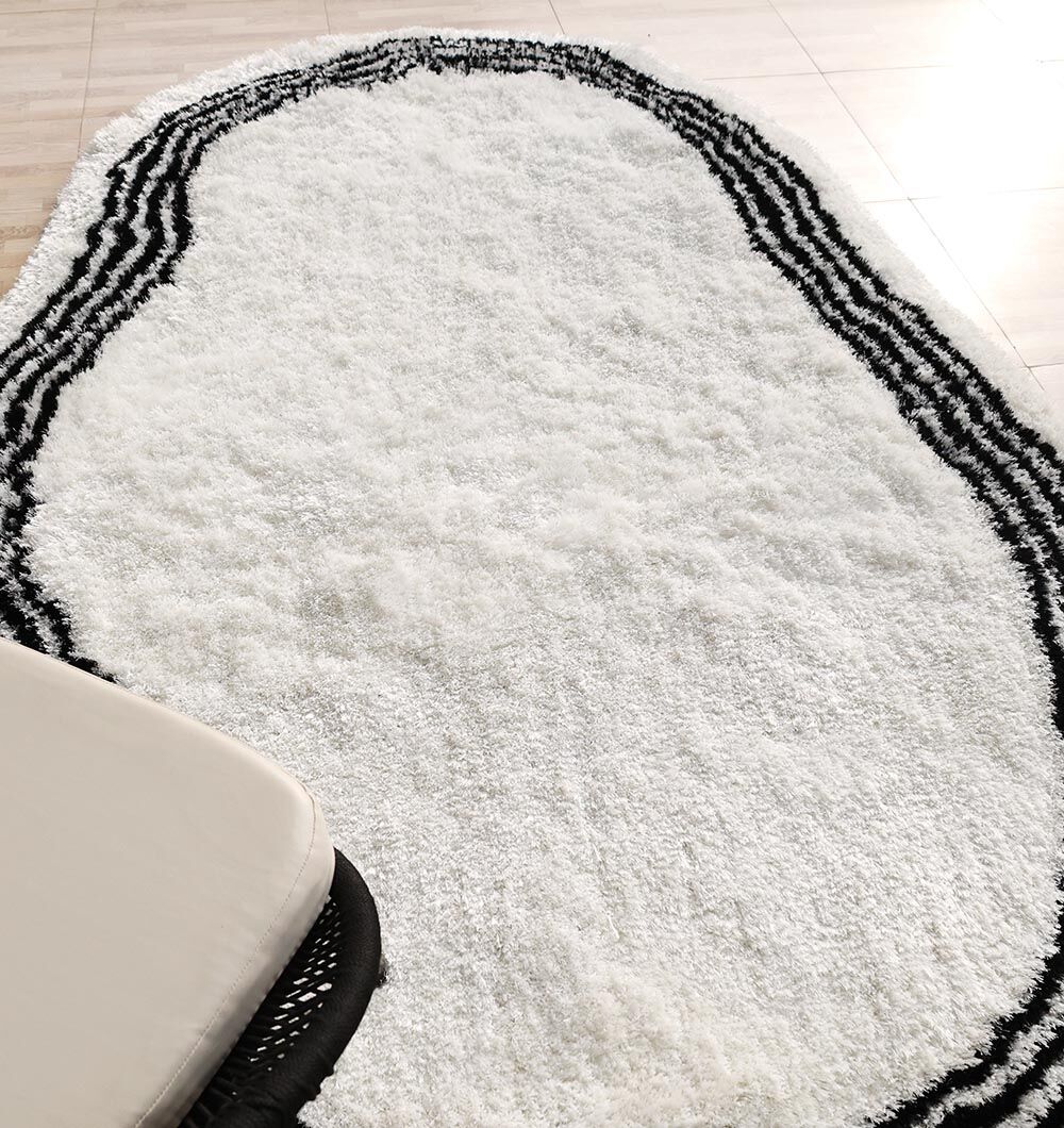 Elena White & Black Irregular Shaggy Rug 20OCM X 300CM