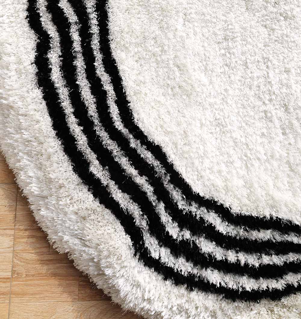 Elena White & Black Irregular Shaggy Rug 20OCM X 300CM