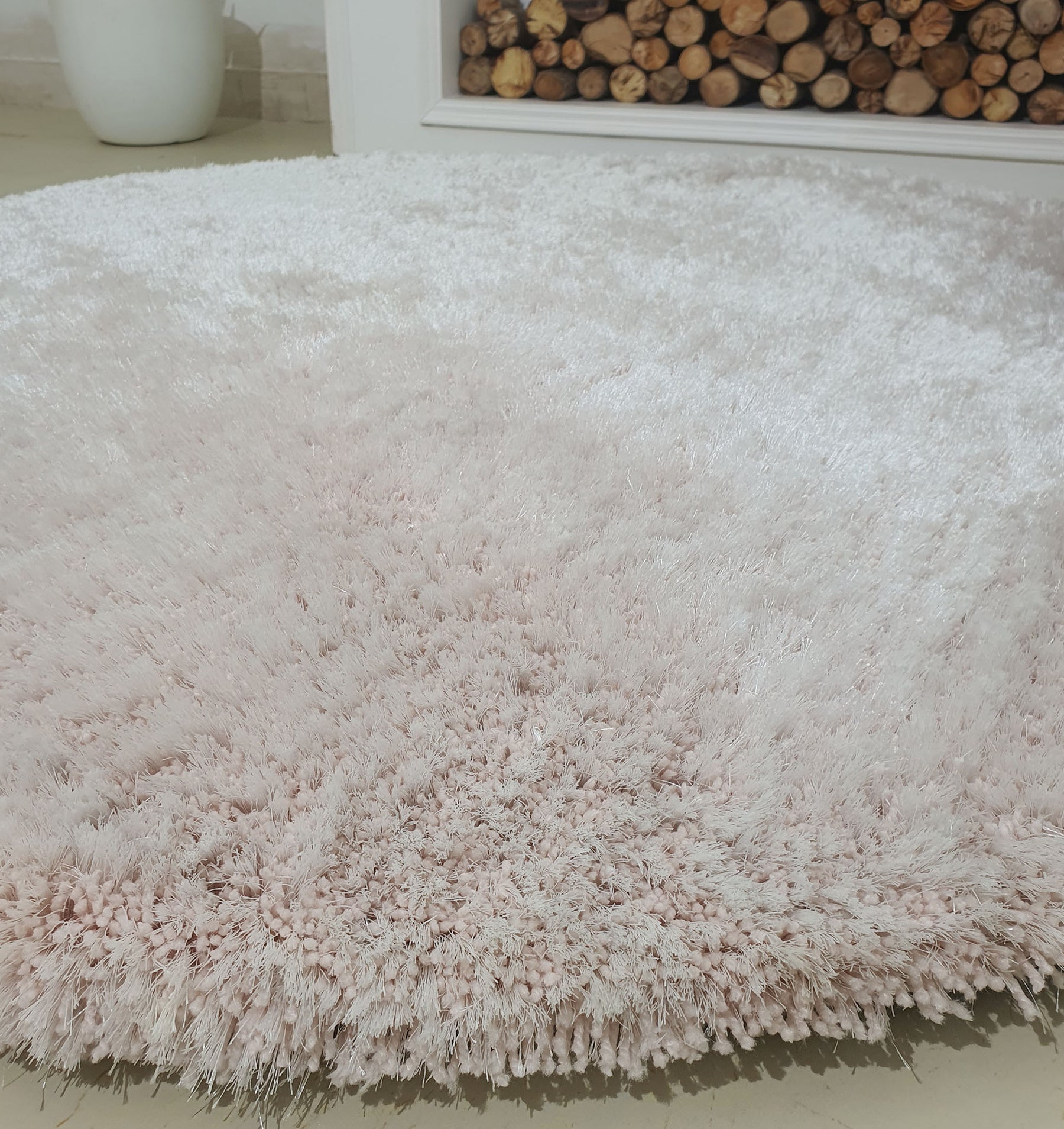 Light Pink Home Decor Round Shaggy Rug 150 CM