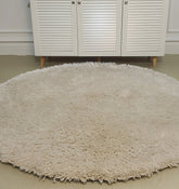 White Round Shaggy Rug 120 CM