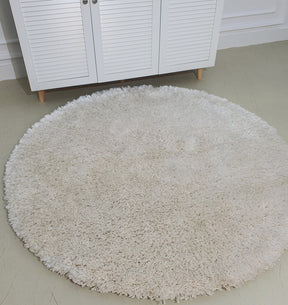 White Round Shaggy Rug 150 CM