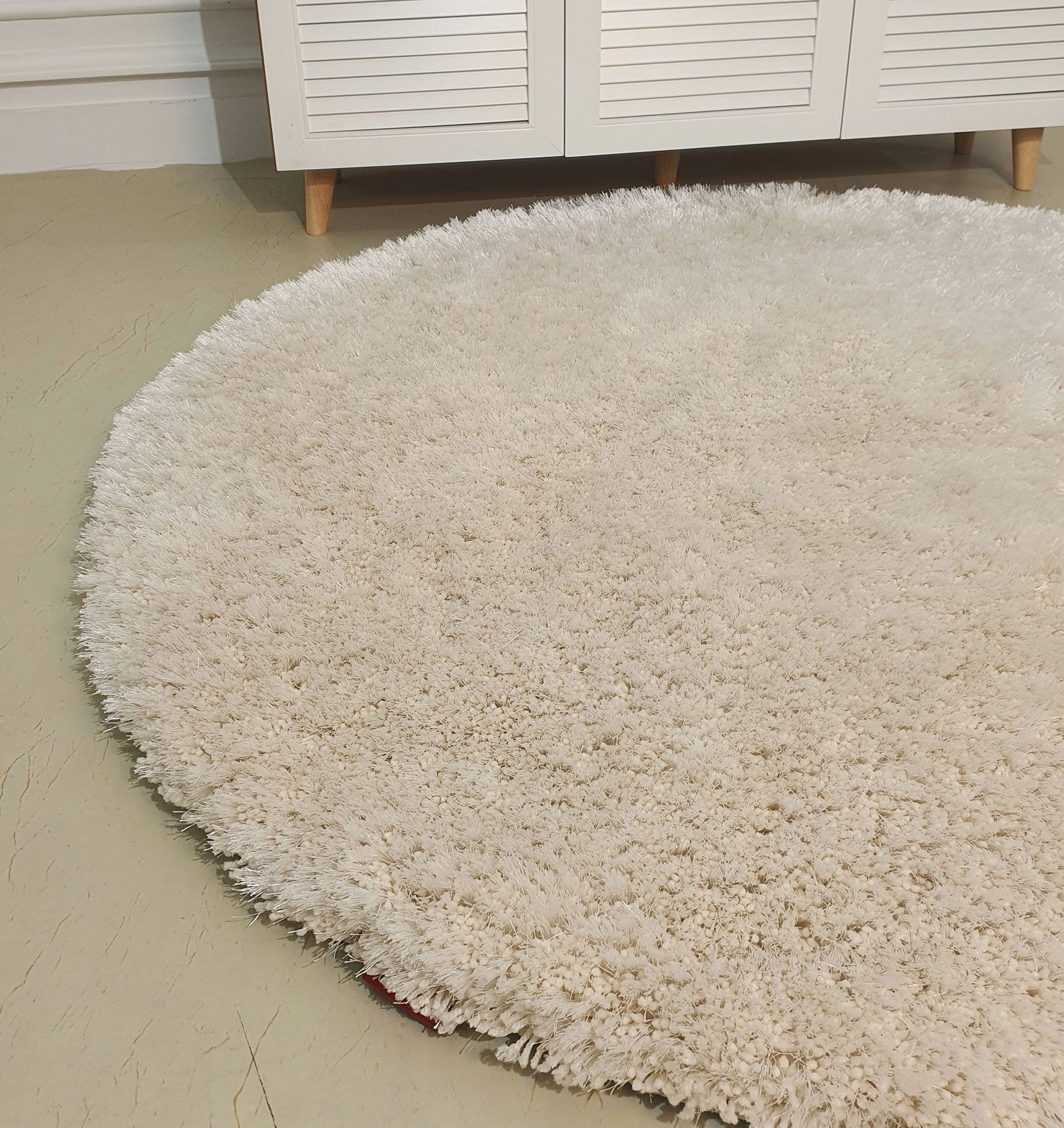 White Cloud  Round Shaggy Rug 200 CM