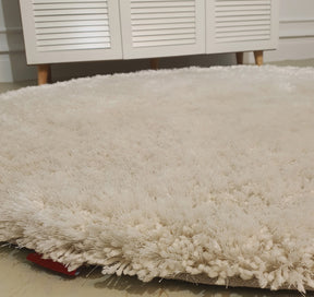 White Round Shaggy Rug 150 CM