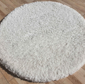 Round Soft White Shaggy Rug 120 CM