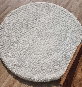 Round Soft White Shaggy Rug -  150 CM