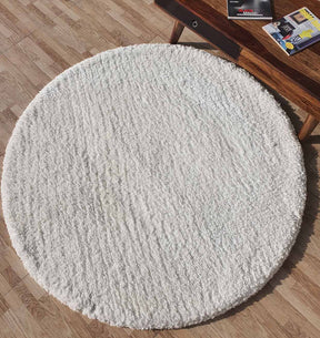 Round Soft White Shaggy Rug 120 CM