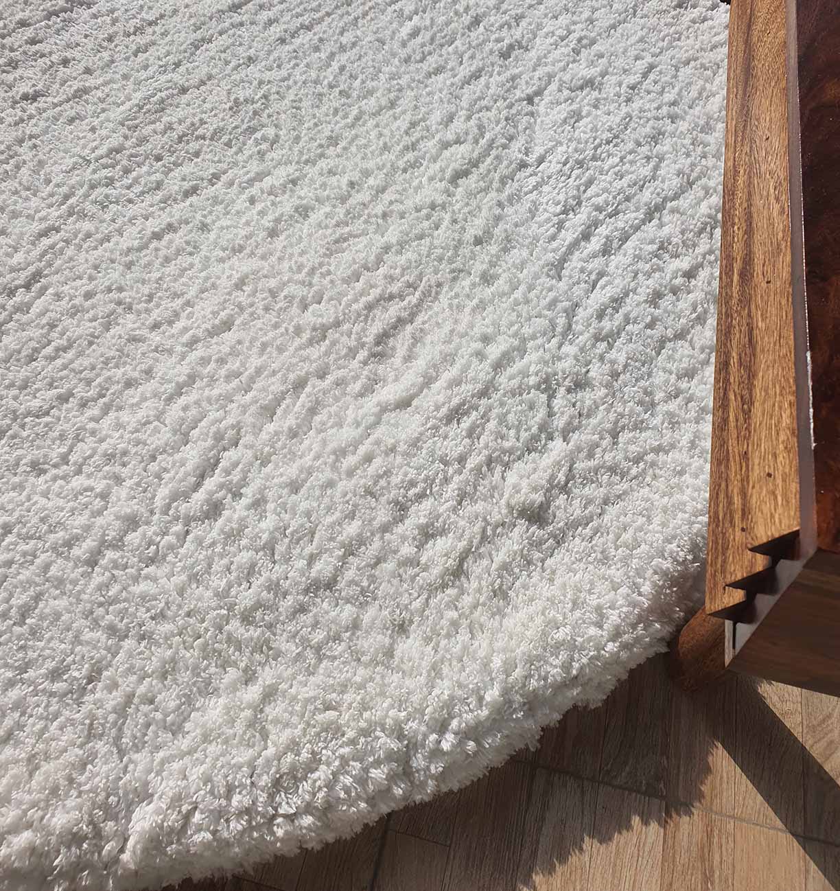 Round Soft White Shaggy Rug -  150 CM