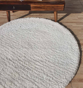 Round Soft White Shaggy Rug 120 CM