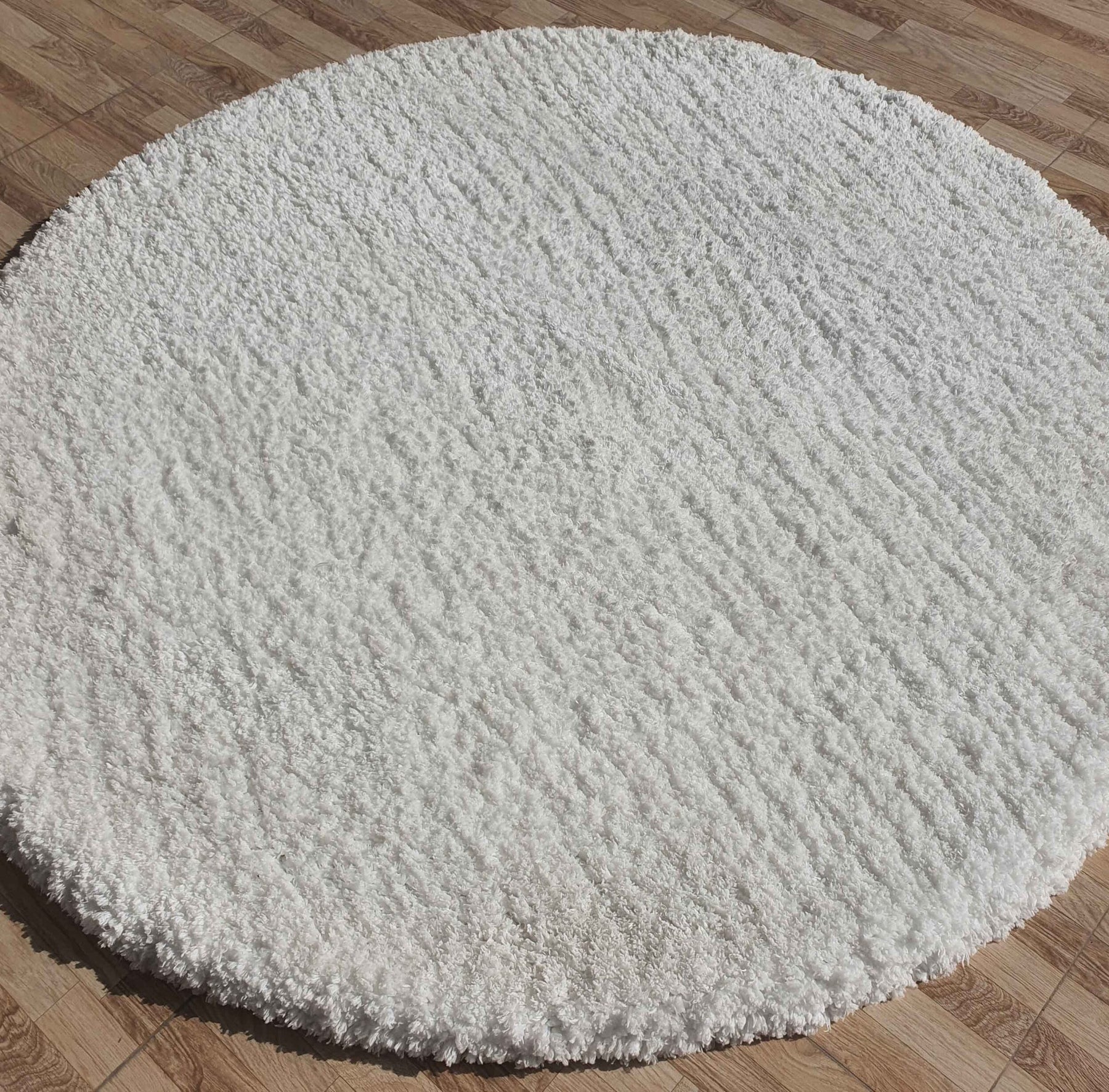 Round Soft White Shaggy Rug -  150 CM