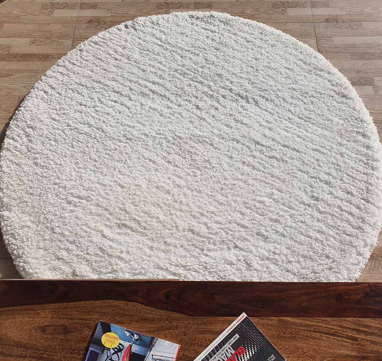 Round Soft White Shaggy Rug -  150 CM