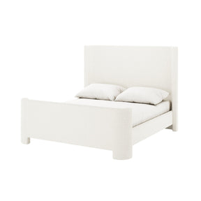 LEXI SLEIGH UPHOLSTERED WHITE BOUCLE BED