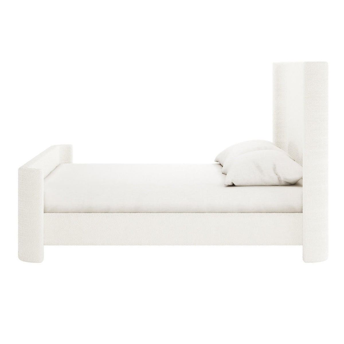 LEXI SLEIGH UPHOLSTERED WHITE BOUCLE BED