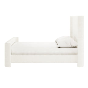 LEXI SLEIGH UPHOLSTERED WHITE BOUCLE BED