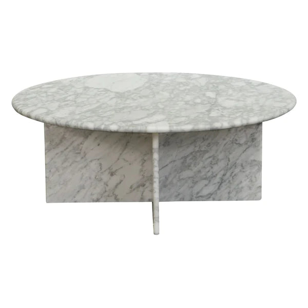 SOLIS HAND CRAFTED NATURAL WHITE MARBLE COFFEE TABLE