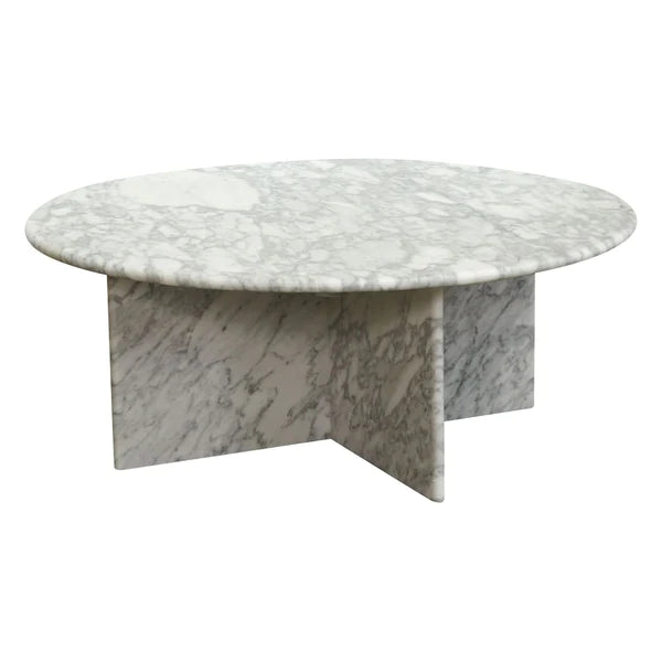 SOLIS HAND CRAFTED NATURAL WHITE MARBLE COFFEE TABLE