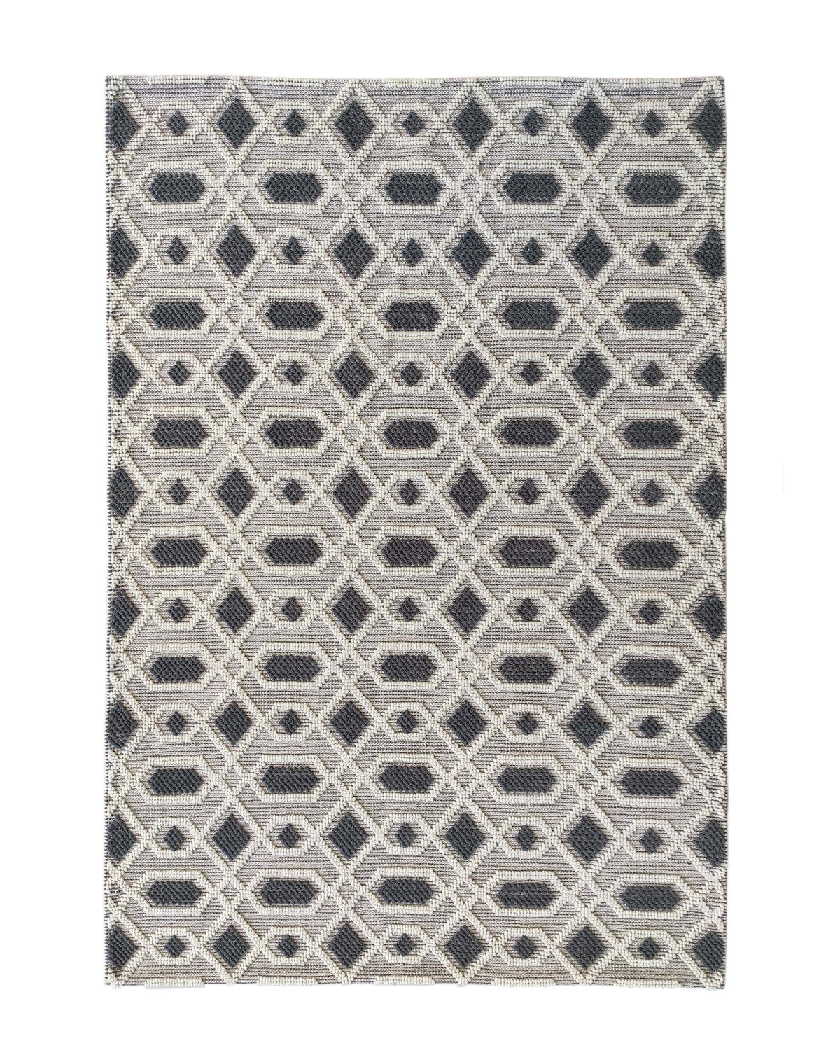 Hand Made Natural White Grey Woven Decor Floor Rug (2 Sizes)