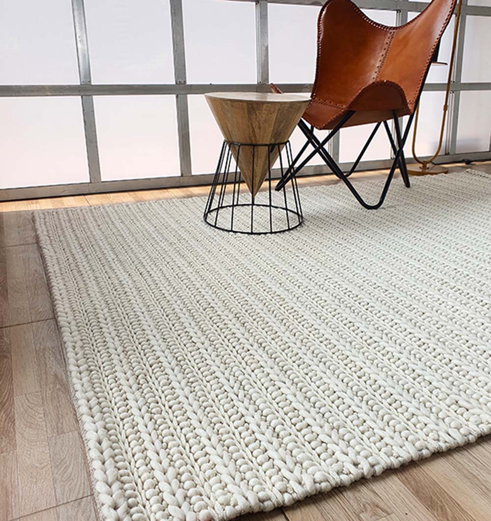 Hand Made Natural White Woven Rug For Home Decore (5 Sizes)