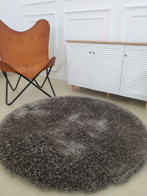 Grey Color Round Shaggy Rug 120 CM