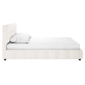 CARLA WHITE LOW PROFILE TUFTED BOUCLE BED