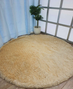 Handmade Cream Round Shaggy Rug 200 CM