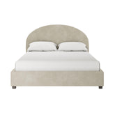 LUNA BEIGE BOUCLE BED WITH HALF MOON HEADBOARD