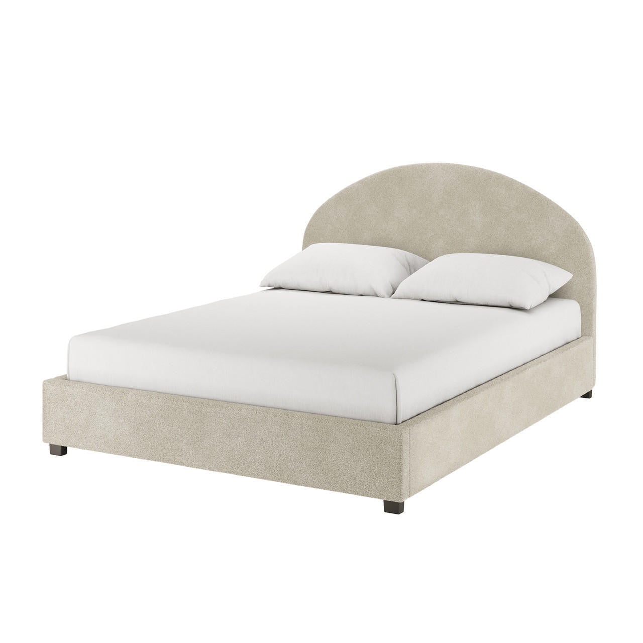 LUNA BEIGE BOUCLE BED WITH HALF MOON HEADBOARD