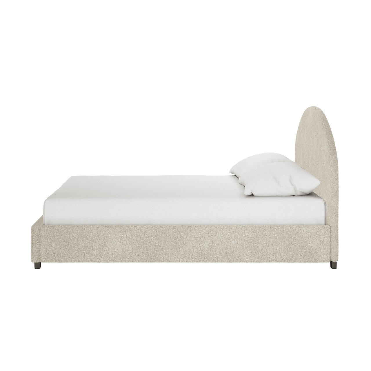 LUNA BEIGE BOUCLE BED WITH HALF MOON HEADBOARD