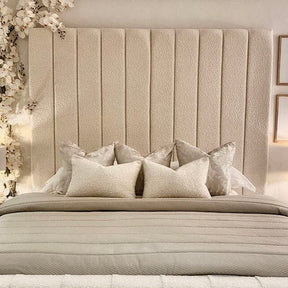 Cream Boucle Luxury Panelled Bed